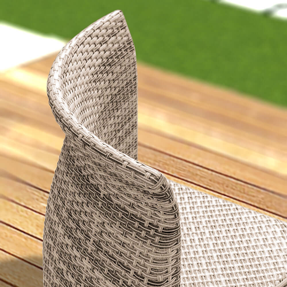 5 Delars Farmhouse Rattan Utomhus Matgrupp med Glasbord Grå