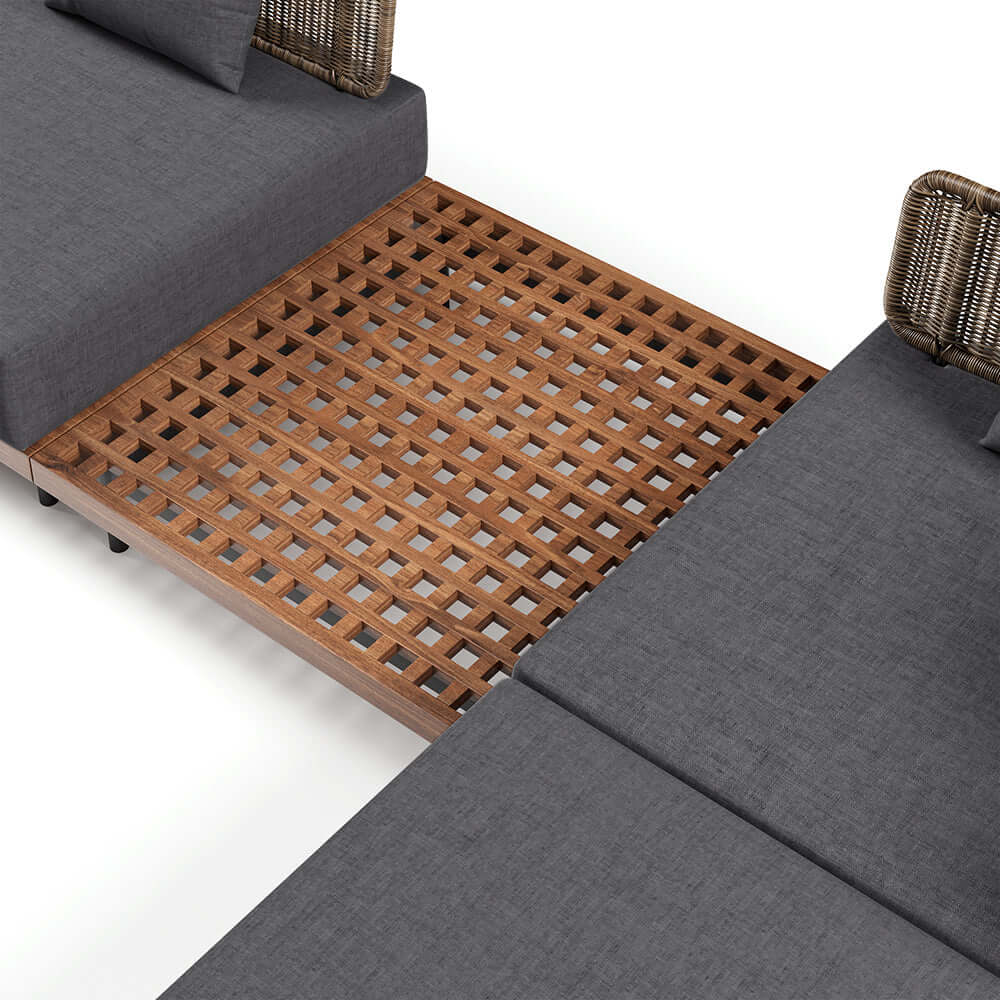 37,4 Tum Bred Modern Aluminium Och Rattan Utesoffa Med Kudde