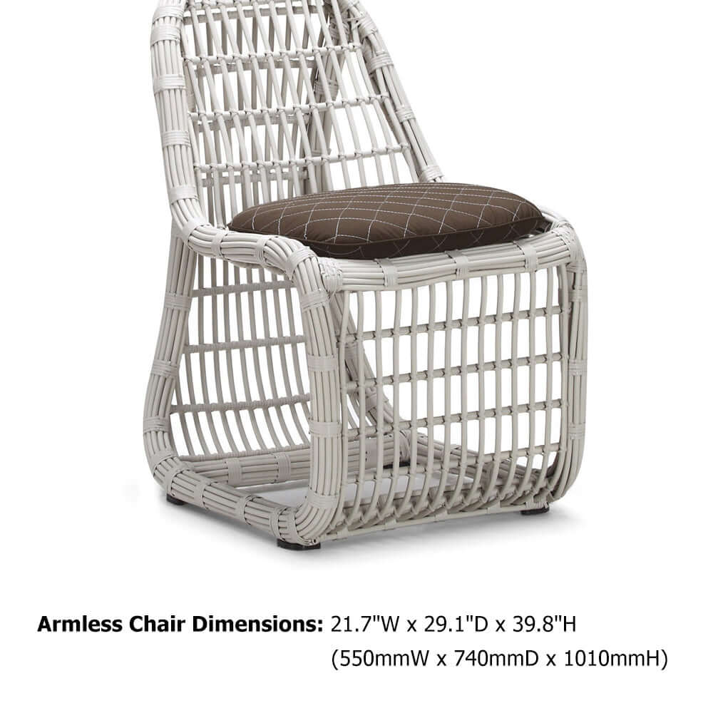 7 Delar Rattanfiber Utomhus Matgrupp Med Fat Stol Och Glasbord