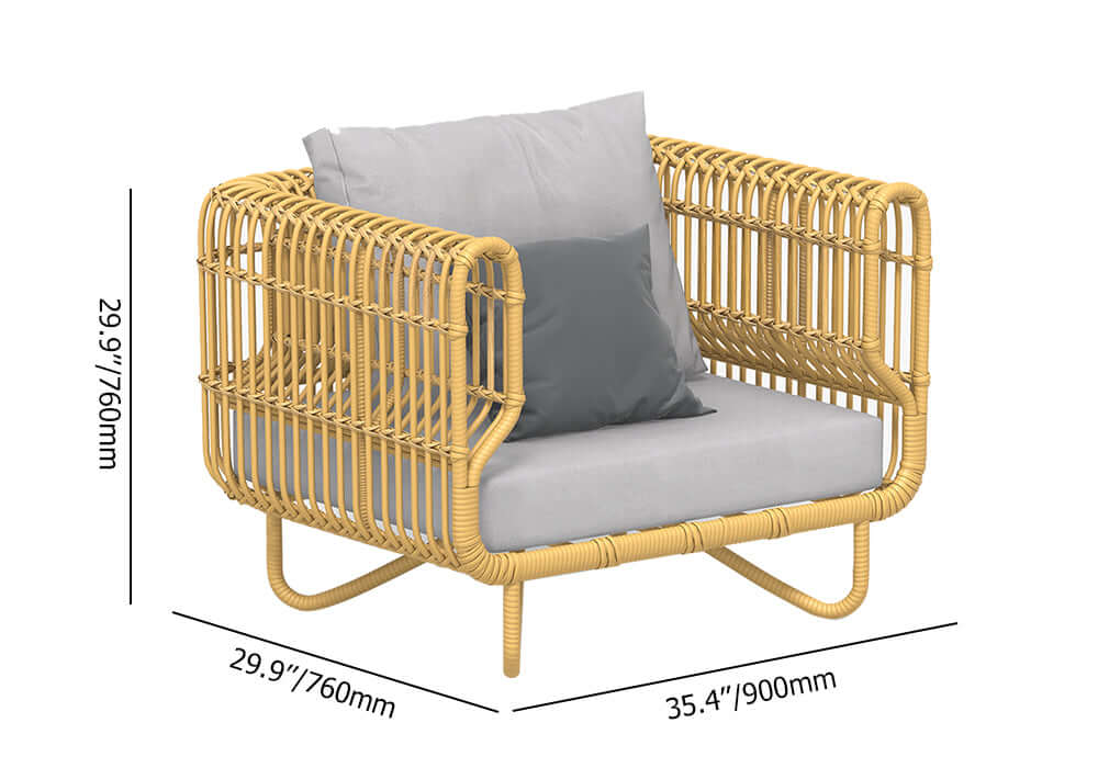 4 Delar Utomhus Loungegrupp i Rotting Med Soffbord och Kuddar