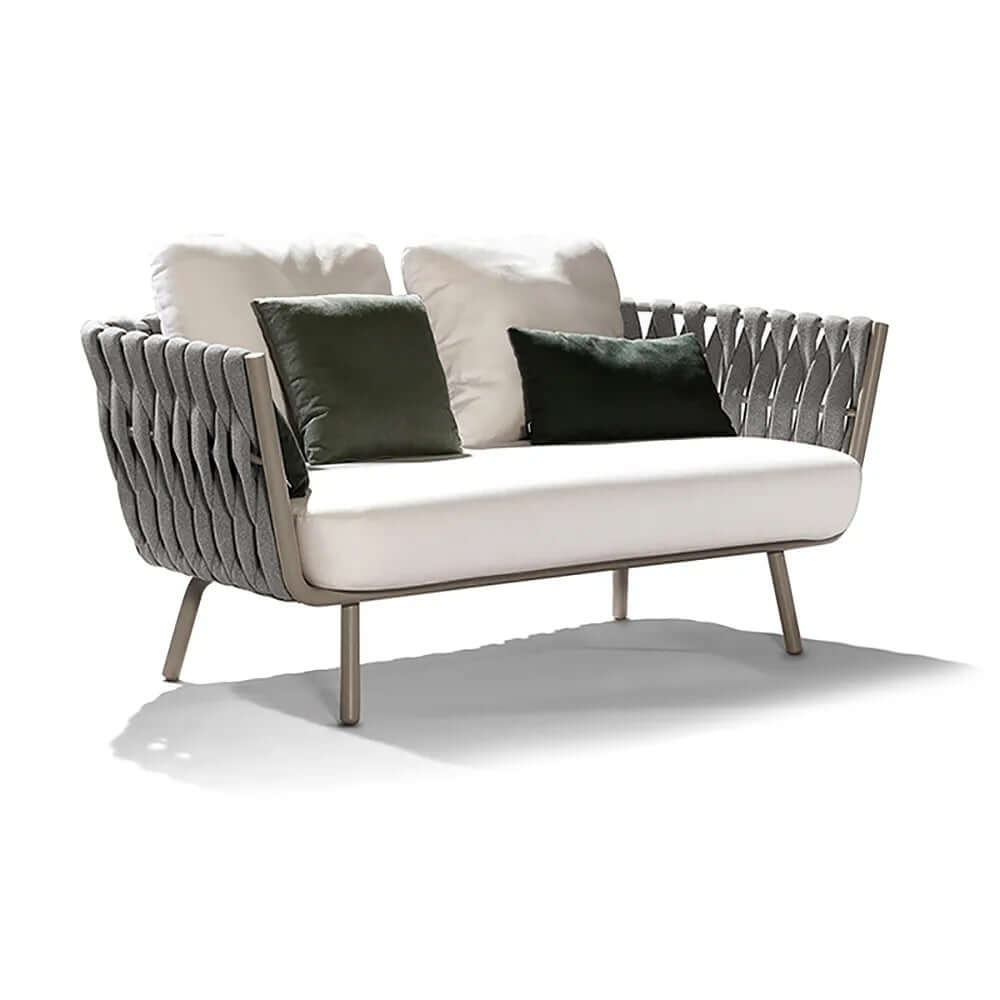 Vävd Rotting Utomhussoffa Loveseat Kudde Rygg Och Kudde