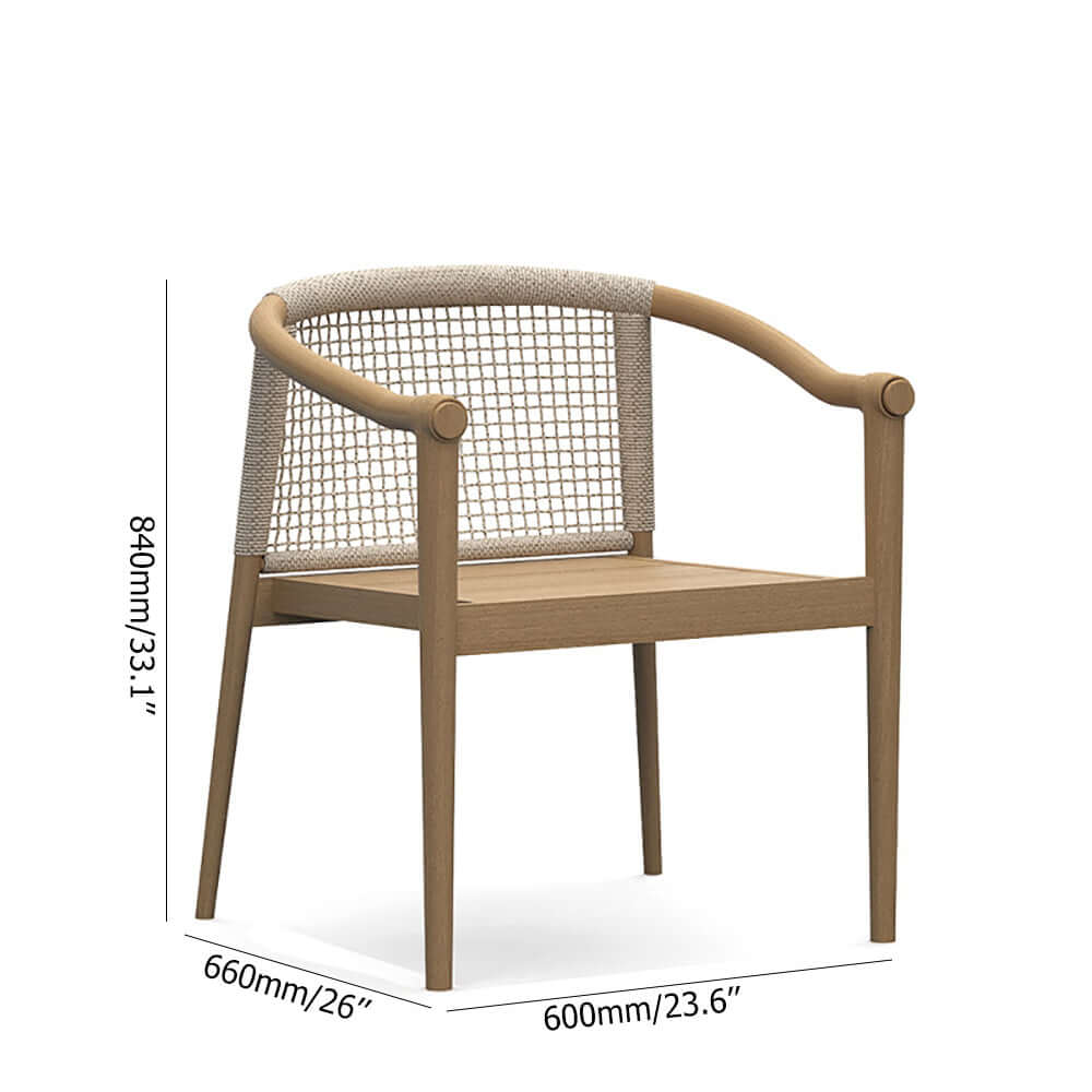 7 Delars Teak Utomhusmatset Runt Matbord Med 6 Stolar Naturlig