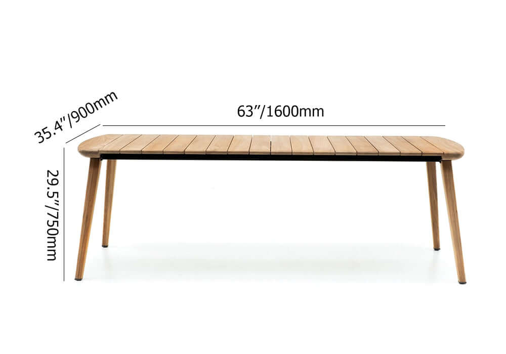 7 Delars Utomhus Terrass Matgrupp Med Teakträd Bord Och Stolar