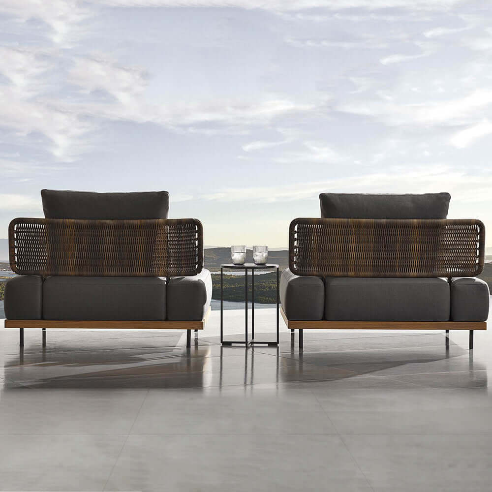 37,4 Tum Bred Modern Aluminium Och Rattan Utesoffa Med Kudde