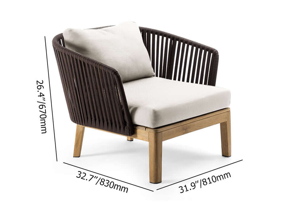 4 Delar Teakträd & Aluminium Utomhussoffgrupp Med Kaffebord Och Kudde I Naturlig