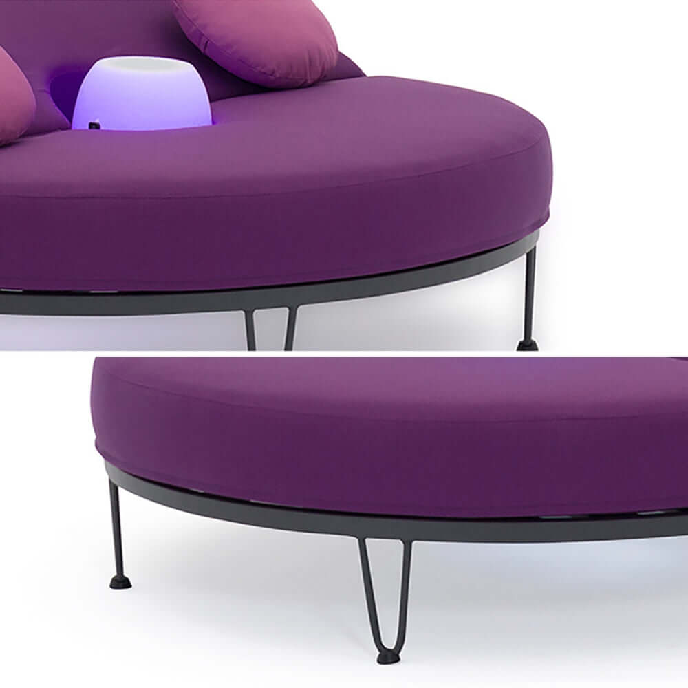 Rund Patio Daybed Utomhus Med Bluetooth Högtalare LED Kudde