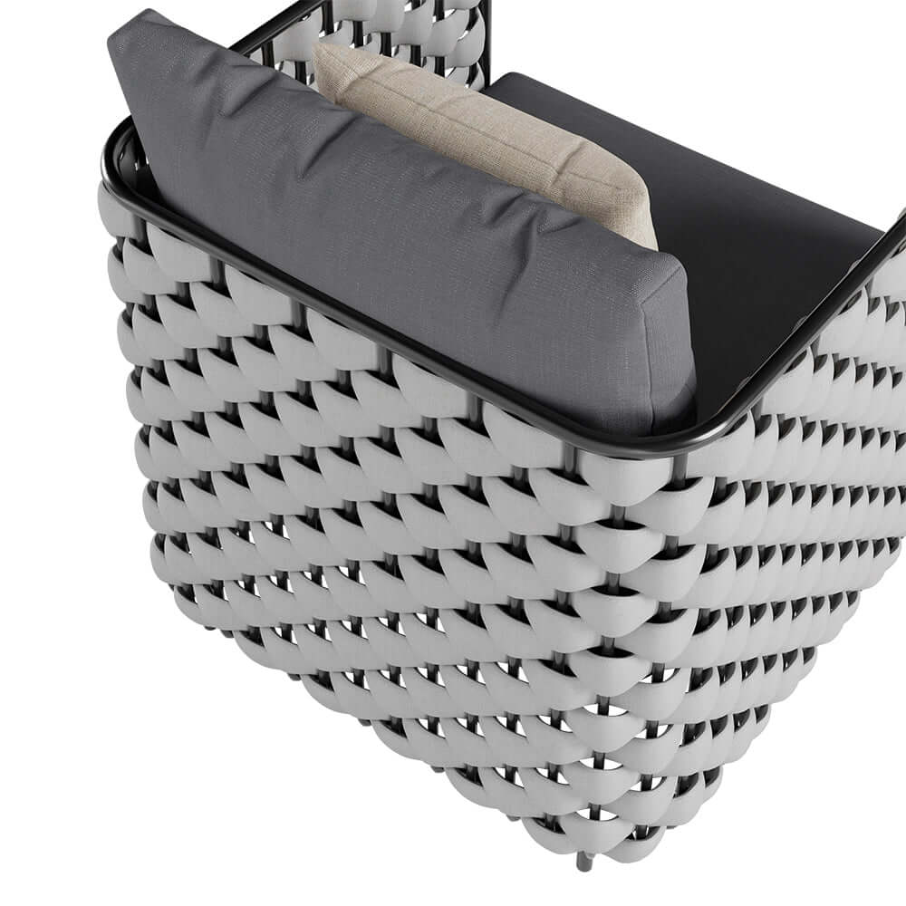 27.6 Tum Bred Modern Aluminium Och Rep Utomhussoffa Grå