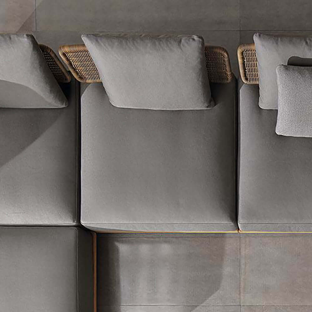 37,4 Tum Bred Modern Aluminium Och Rattan Utesoffa Med Kudde