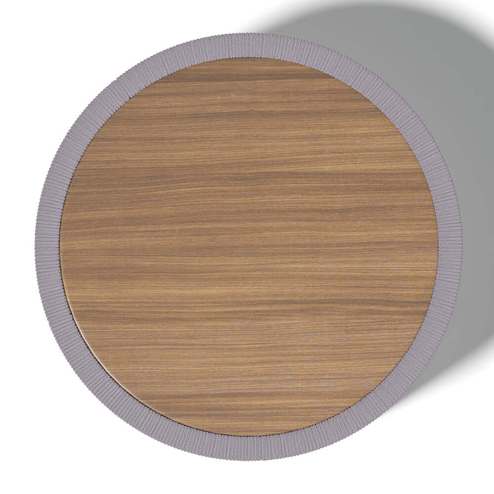 Utomhus Loungegrupp Med Runt Soffbord I Teak Och Repstol