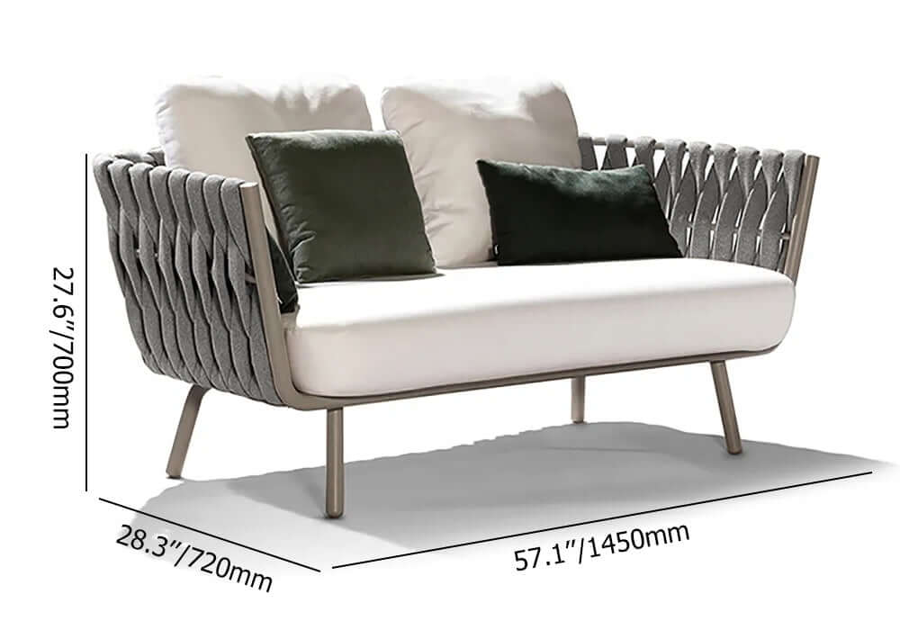 Vävd Rotting Utomhussoffa Loveseat Kudde Rygg Och Kudde