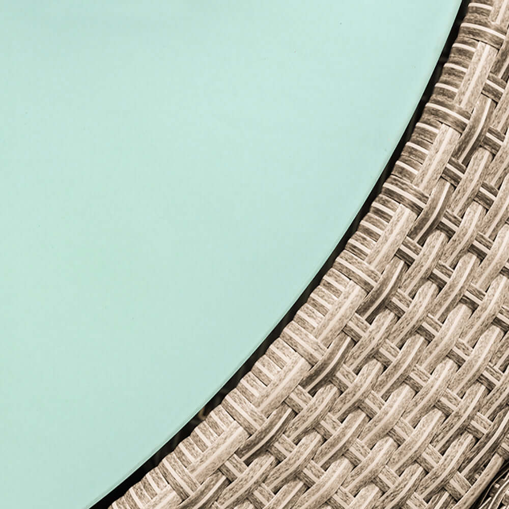 5 Delars Farmhouse Rattan Utomhus Matgrupp med Glasbord Grå