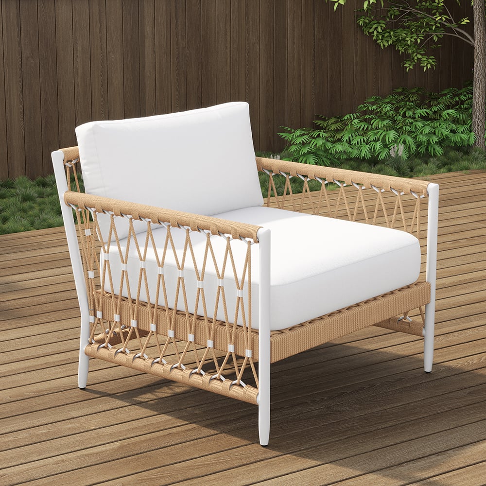 3 Pieces Aluminum utemöbelset med snurrsoffor och sidobord, perfekt för avkoppling i trädgården.