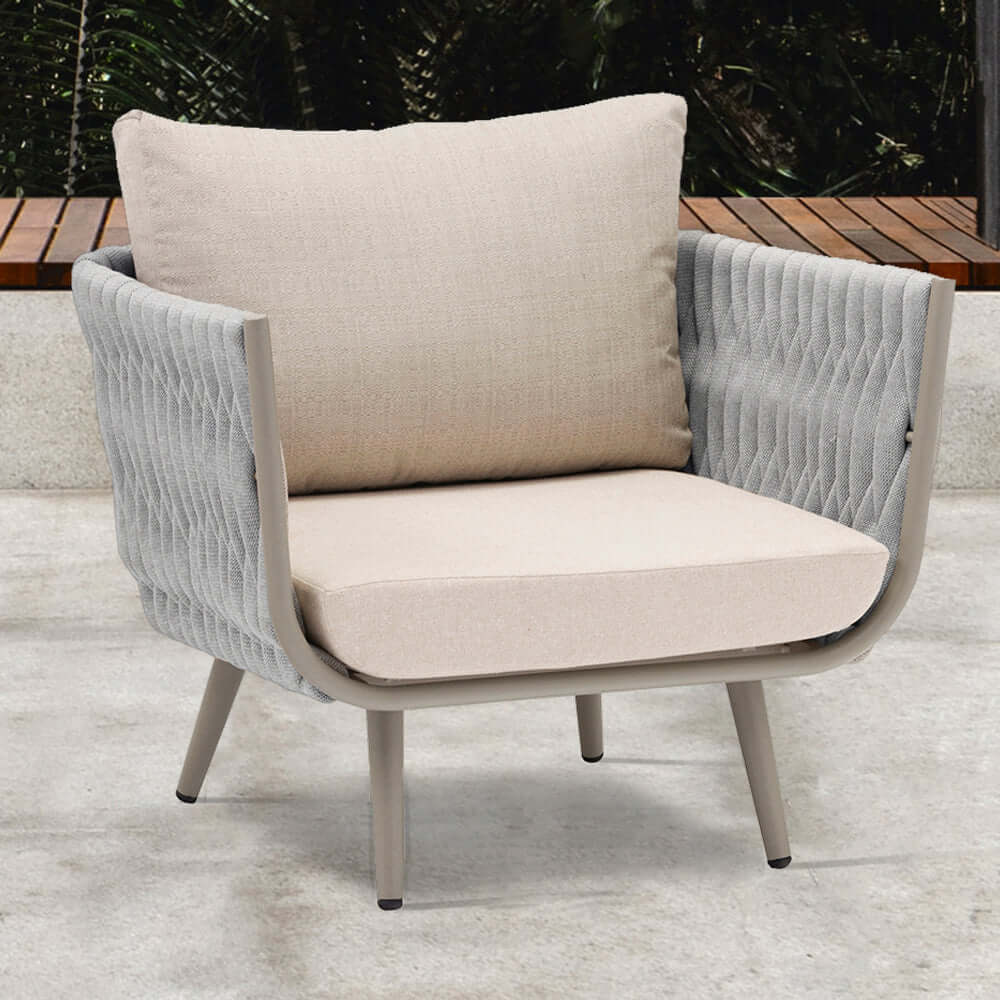 33.9 Tum Bred Modern Aluminium Ute Sofa Med Kudde Grå Beige