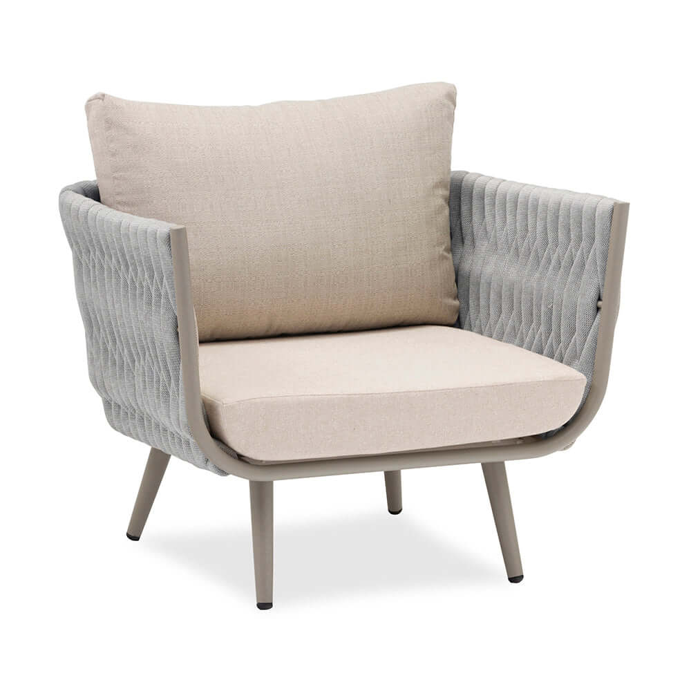 33.9 Tum Bred Modern Aluminium Ute Sofa Med Kudde Grå Beige