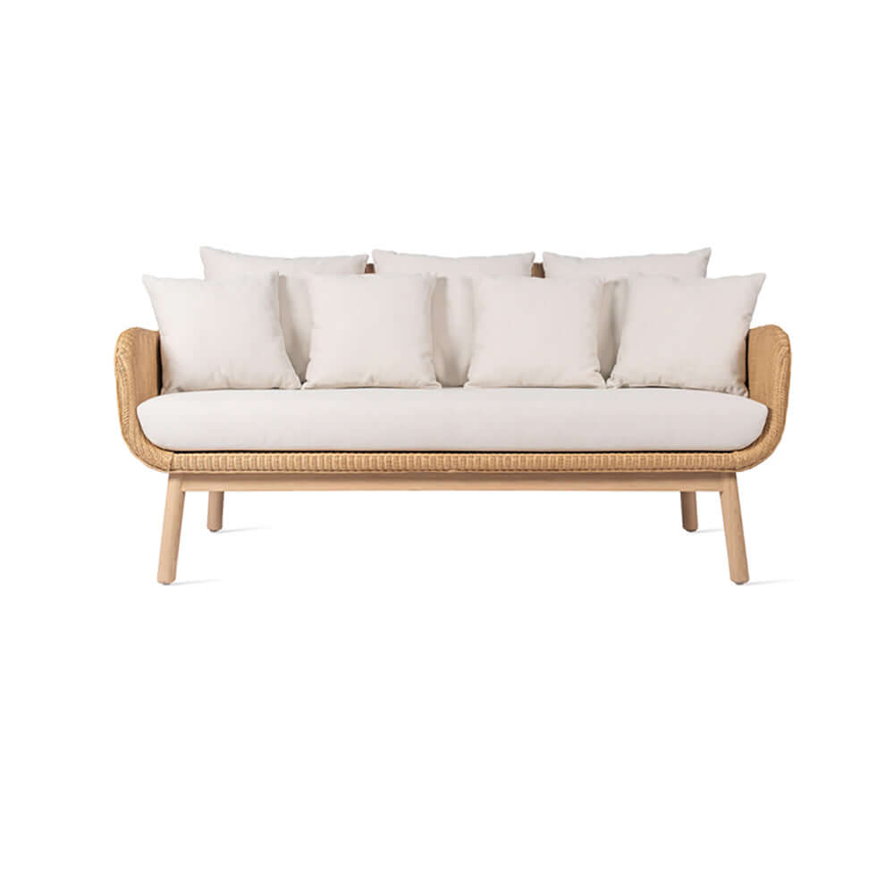 Naturlig Stil Khaki Rep Vävd 3-Sits Utomhussoffa Med Kudde