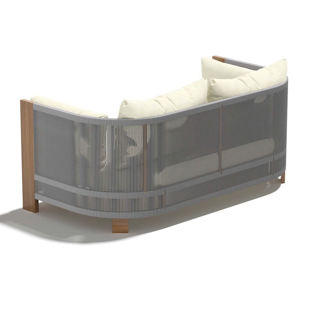 Utomhus Loungegrupp Med Runt Soffbord I Teak Och Repstol