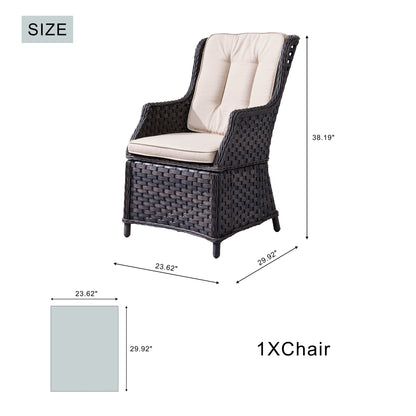 6-Persons Rattan Matgrupp Med Lazy Susan – Brun/Grå Utomhus