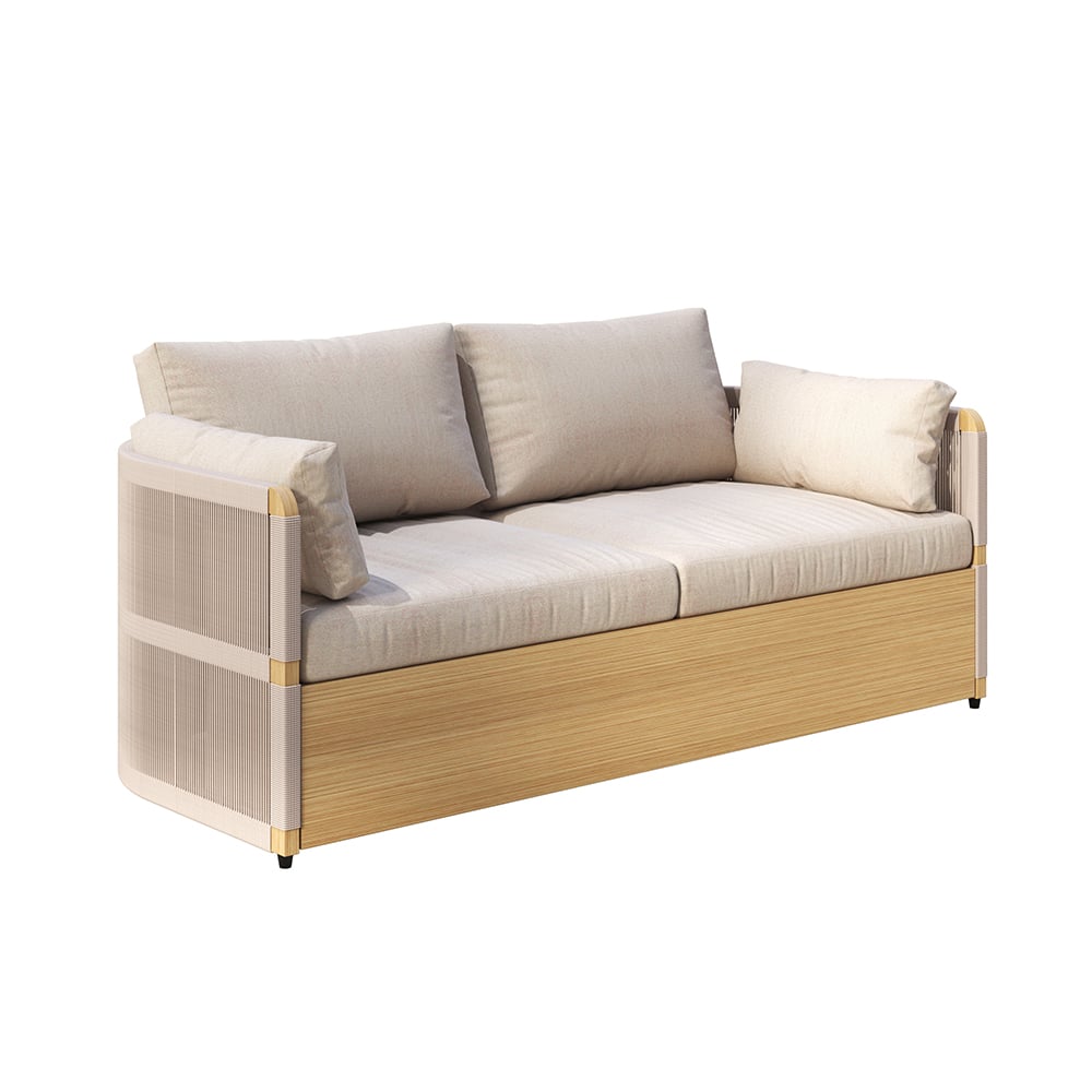 4 Delar Modern Aluminium & Rep Utomhus Svängsoffa Set Khaki