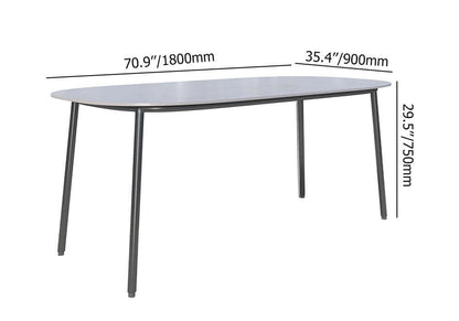 7 Delar Utomhusmatbord Set med Konst Marmor Topp och Aluminium Bord