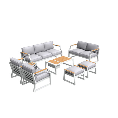 Direct Wicker Utomhus Svart Järn Samtalssoffset med Grå Kuddar och Dryck Küler PAS-2101