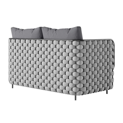Bred Modern Aluminium & Rep Utomhus Loveseat Uteplats Soffa Med Kuddar I Svart