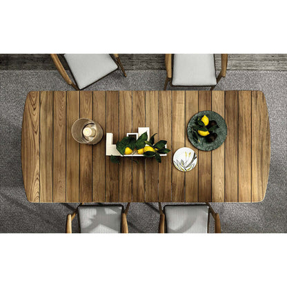 7 Delars Utomhus Terrass Matgrupp Med Teakträd Bord Och Stolar