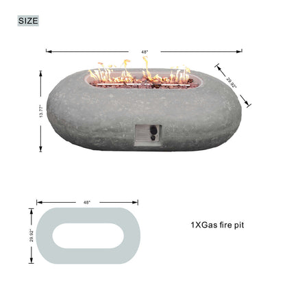 Direct Wicker Grey Oval Cement Firepit Table with Gas Cylinder Cover PAG-24912