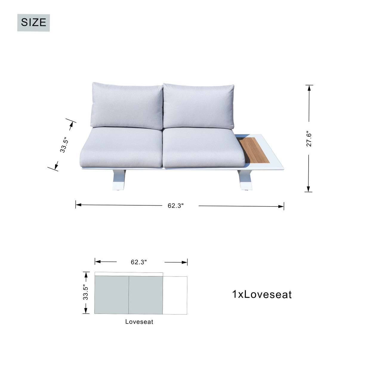 Direkt Wicker Högkvalitativa Teak Handtag Aluminium Dew Pipe Soffa Trädgårdsset Med Imiterad Trägranit Spisbord
