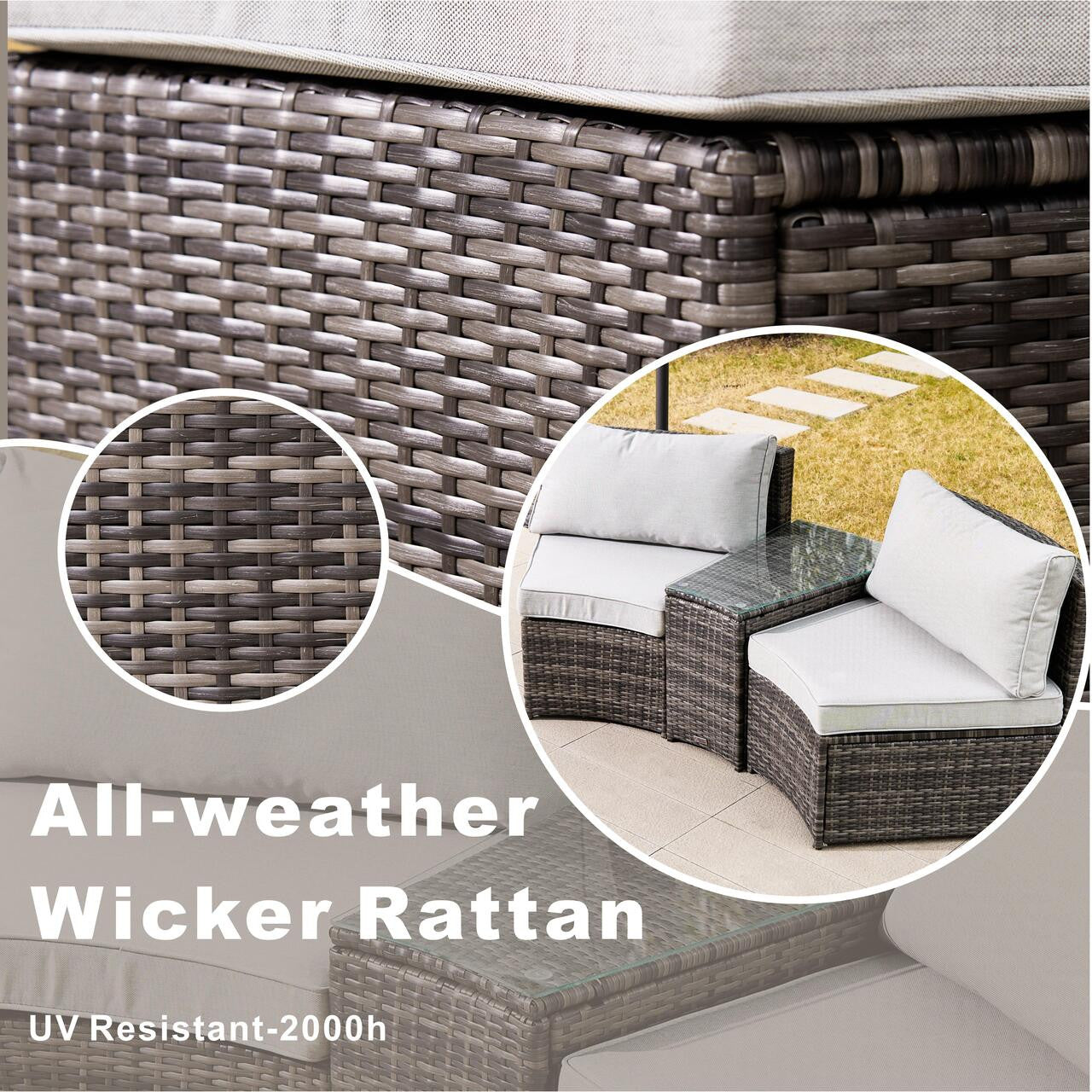 Direct Wicker Utomhus Järngrå Rattansoffa och Sidobord Set