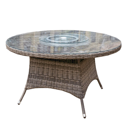 6-Sits Rund Utomhusmatbord med Glasbricka (PAD-1711-Table)