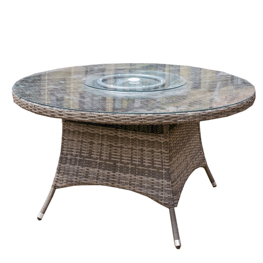 6-Sits Rund Utomhusmatbord med Glasbricka (PAD-1711-Table)