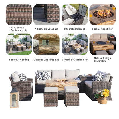 Direct Wicker Elegant Ute Soffgrupp Med Eldstad Bord