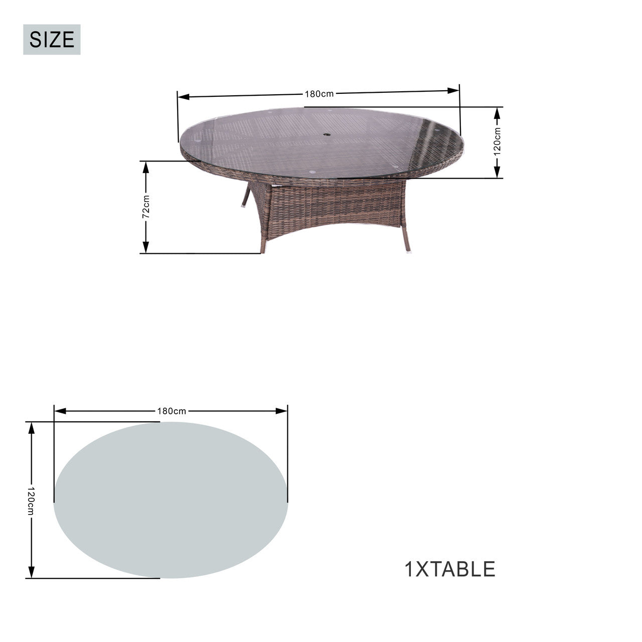 Parma 6-Säte Ute Matgrupp Oval Matbord PAD-1713