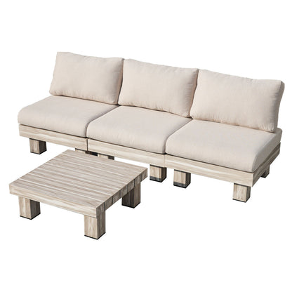 Direct Wicker Tre personer armfri aluminiumsoffgrupp inomhus och utomhus