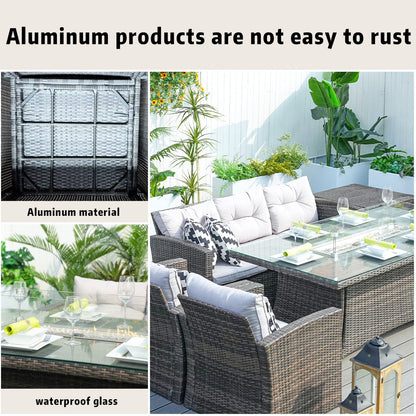 Savannah Sunset 6-Piece Ute Rattan Eldstad Set Med Soffor