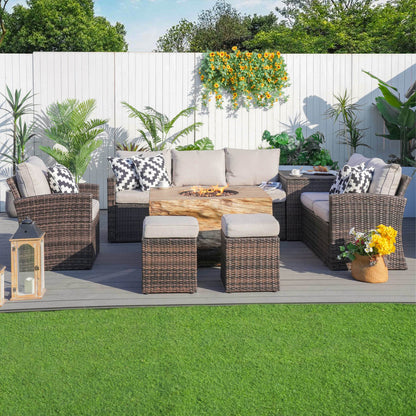 Direct Wicker Elegant Ute Soffgrupp Med Eldstad Bord
