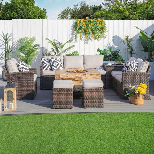 Direct Wicker Elegant Ute Soffgrupp Med Eldstad Bord