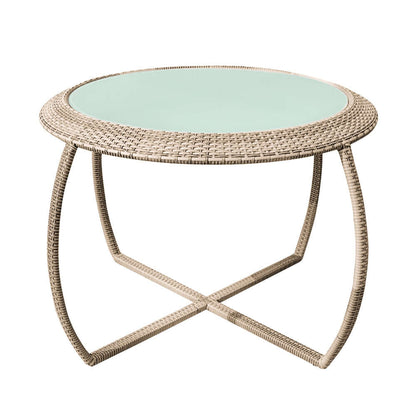 5 Delars Farmhouse Rattan Utomhus Matgrupp med Glasbord Grå