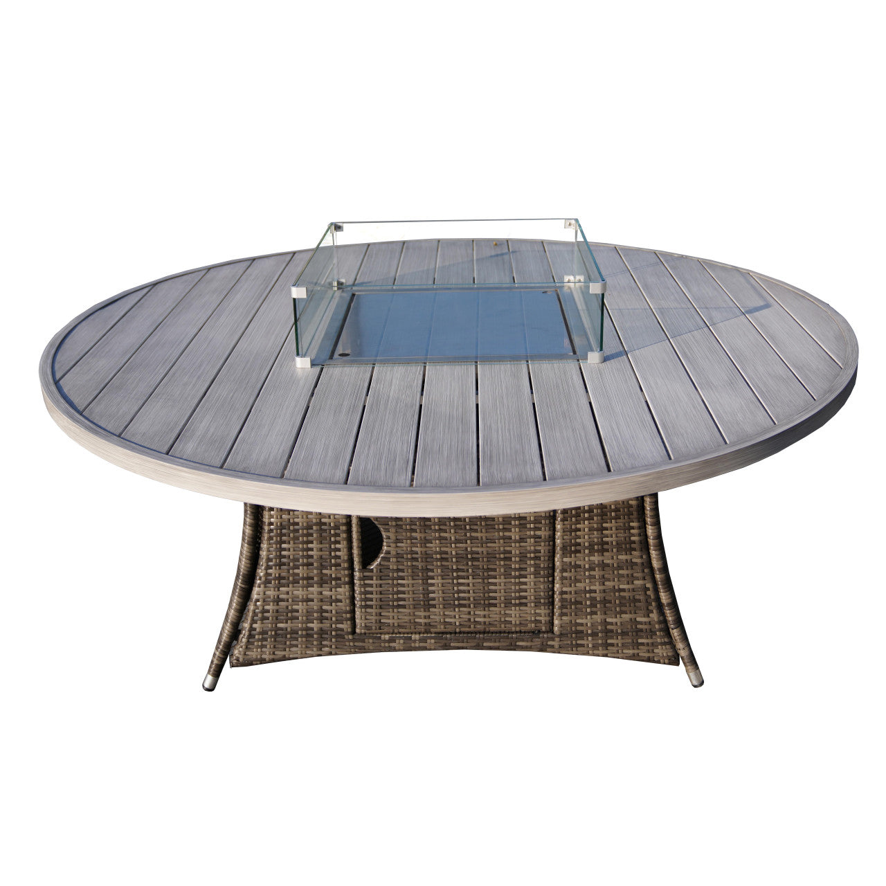 Direct Wicker 8 Seats Round Fire Pit Table with Aluminum Top | Direct Wicker