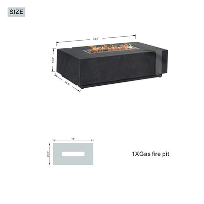 Direct Wicker A Set of Rectangular Cement Firepit Table with Gas Cylinder Cover PAG-24913