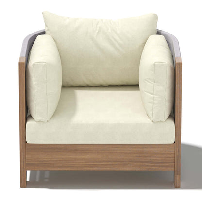 Utomhus Loungegrupp Med Runt Soffbord I Teak Och Repstol