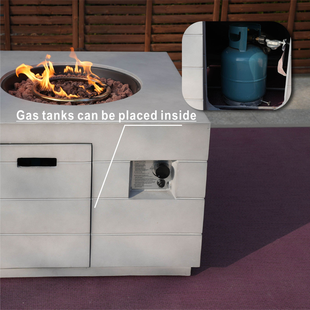 Direct Wicker Composite cement ash square stove table