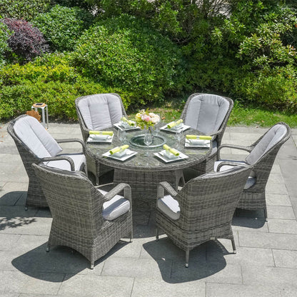 6-Sits Rund Utomhusmatbord med Glasbricka (PAD-1711-Table)