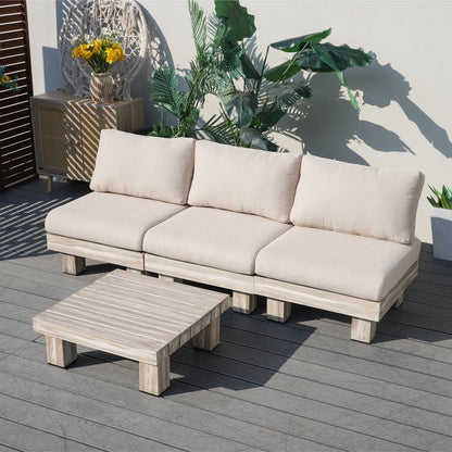 Direct Wicker Tre personer armfri aluminiumsoffgrupp inomhus och utomhus