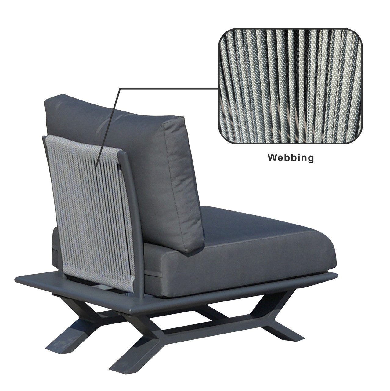 Direct Wicker Högkvalitativa Teak Handtag Aluminium Dew Pipe Sofa Set