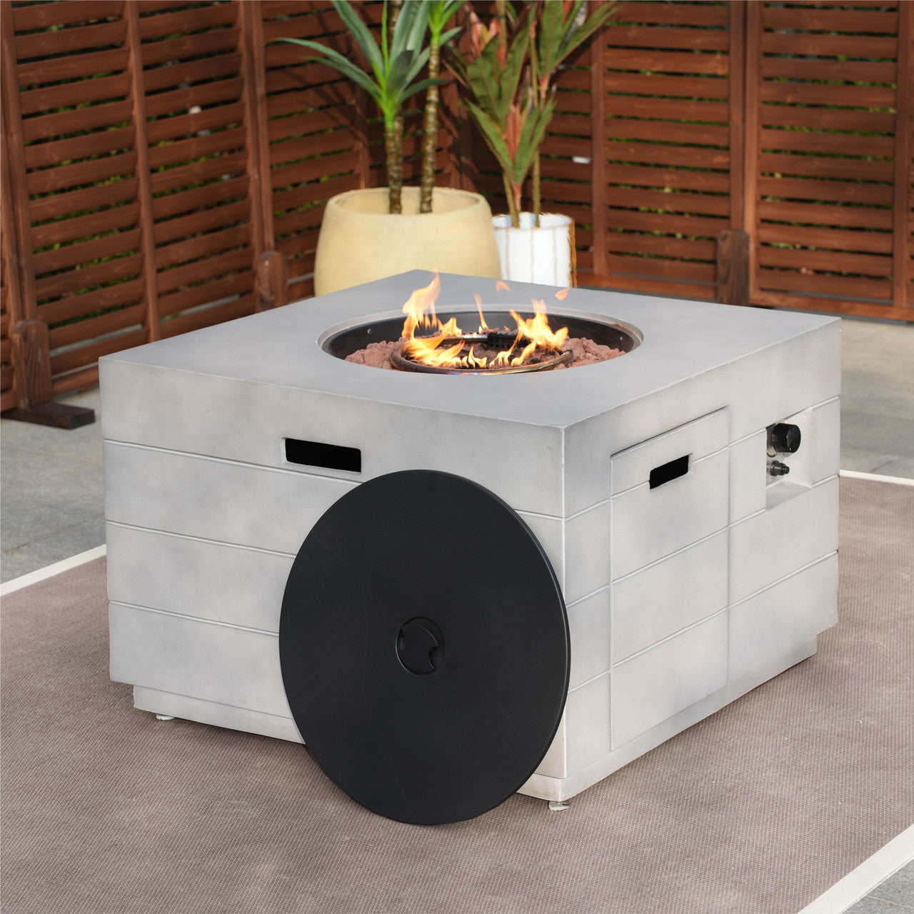 Direct Wicker Composite cement ash square stove table