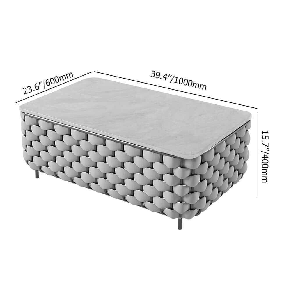 Aluminium & Rep Utomhus Loungegrupp Med Marmor Soffbord