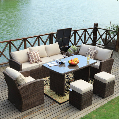 Santiago 7-Pieces Ute Konversationsset (PAS-1403B) För Utomhusbruk