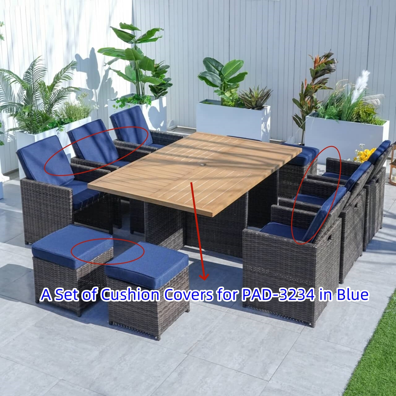 Direct Wicker Cushion Covers for Whole Set of PAD-3234