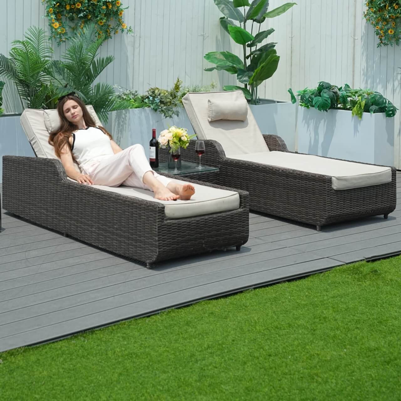 Utomhus Wicker Chaise Lounge (PAL-1127B) för Avkoppling
